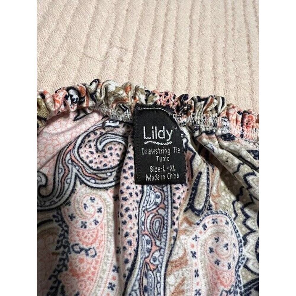 LILDY Drawstring Tie TUNIC Womens L / XL Multi Color Floral Pullover Polyester - Picture 7 of 10